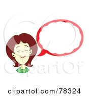 Royalty Free RF Clipart Illustration Of A Stubborn Brunette Girl With A Red Speech Balloon by Cherie Reve