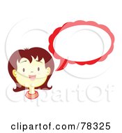 Poster, Art Print Of Brunette Girl With A Red Text Balloon