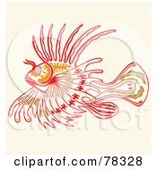 Poster, Art Print Of Green Orange And Red Lionfish Design
