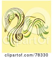 Royalty Free RF Clipart Illustration Of An Elegant Green Yellow And Brown Swan Design by Cherie Reve