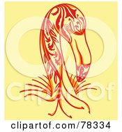 Royalty Free RF Clipart Illustration Of An Elegant Red Flamingo Design