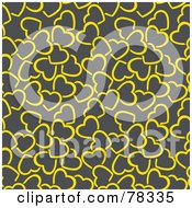 Royalty Free RF Clipart Illustration Of A Seamless Background Of Yellow Hearts On Gray