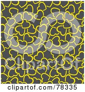 Poster, Art Print Of Seamless Background Of Yellow Hearts On Gray