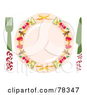 Poster, Art Print Of Christmas Place Setting With A Fork Knife And Plate