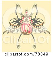 Poster, Art Print Of Pink Brown And Gray Beetle Design On Beige