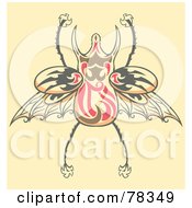 Royalty Free RF Clipart Illustration Of A Pink Brown And Gray Beetle Design On Beige by Cherie Reve
