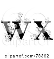 Royalty Free RF Clipart Illustration Of A Vine Alphabet Lowercase Letters W And X