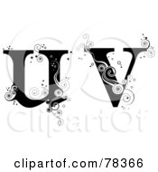 Royalty Free RF Clipart Illustration Of A Vine Alphabet Lowercase Letters U And V by BNP Design Studio