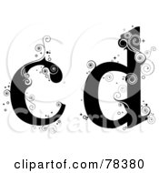 Royalty Free RF Clipart Illustration Of A Vine Alphabet Lowercase Letters C And D by BNP Design Studio