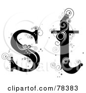 Poster, Art Print Of Vine Alphabet Lowercase Letters S And T