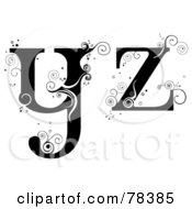 Poster, Art Print Of Vine Alphabet Lowercase Letters Y And Z