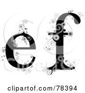 Royalty Free RF Clipart Illustration Of A Vine Alphabet Lowercase Letters E And F by BNP Design Studio