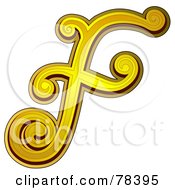 Poster, Art Print Of Elegant Gold Letter F