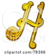 Poster, Art Print Of Elegant Gold Letter H