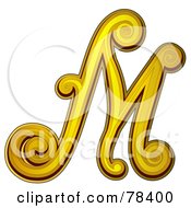 Poster, Art Print Of Elegant Gold Letter M