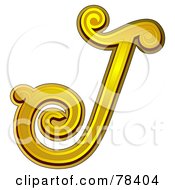 Royalty Free RF Clipart Illustration Of An Elegant Gold Letter J