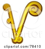 Royalty Free RF Clipart Illustration Of An Elegant Gold Letter V