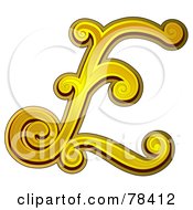 Royalty Free RF Clipart Illustration Of An Elegant Gold Letter E