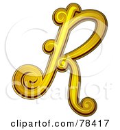 Poster, Art Print Of Elegant Gold Letter R