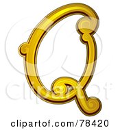 Royalty Free RF Clipart Illustration Of An Elegant Gold Letter Q