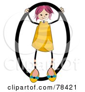 Poster, Art Print Of Stick Kid Alphabet Letter O With A Girl
