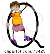 Royalty Free RF Clipart Illustration Of A Stick Kid Alphabet Letter Q With A Boy by BNP Design Studio