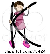 Poster, Art Print Of Stick Kid Alphabet Letter K With A Girl