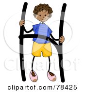 Poster, Art Print Of Stick Kid Alphabet Letter H With A Boy