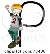 Poster, Art Print Of Stick Kid Alphabet Letter P With A Boy