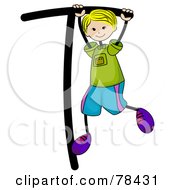 Poster, Art Print Of Stick Kid Alphabet Letter T With A Boy