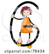 Poster, Art Print Of Stick Kid Alphabet Letter G With A Girl