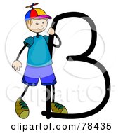 Poster, Art Print Of Stick Kid Alphabet Letter B With A Boy