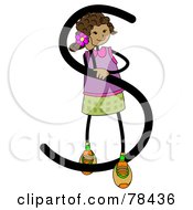 Poster, Art Print Of Stick Kid Alphabet Letter S With A Girl