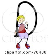 Poster, Art Print Of Stick Kid Alphabet Letter D With A Boy