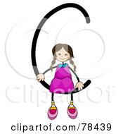 Poster, Art Print Of Stick Kid Alphabet Letter C With A Girl