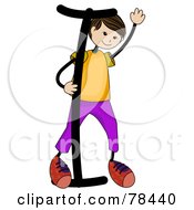 Poster, Art Print Of Stick Kid Alphabet Letter I With A Boy