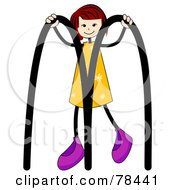 Poster, Art Print Of Stick Kid Alphabet Letter M With A Girl