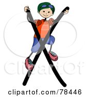Poster, Art Print Of Stick Kid Alphabet Letter X With A Boy