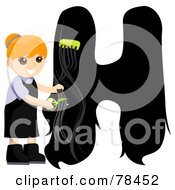 Royalty Free RF Clipart Illustration Of An Alphabet Kid Letter H With A Hair Stylist by BNP Design Studio