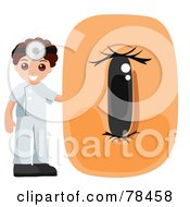 Royalty Free RF Clipart Illustration Of An Alphabet Kid Letter O With An Optometrist by BNP Design Studio