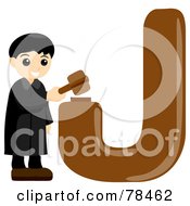 Poster, Art Print Of Alphabet Kid Letter J With A Judge