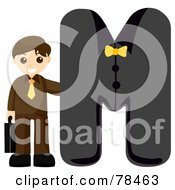 Poster, Art Print Of Alphabet Kid Letter M With A Business Man