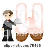 Poster, Art Print Of Alphabet Kid Letter W With A Waiter