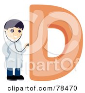 Royalty Free RF Clipart Illustration Of An Alphabet Kid Letter D With A Doctor by BNP Design Studio