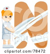 Royalty Free RF Clipart Illustration Of An Alphabet Kid Letter N With A Nurse by BNP Design Studio