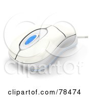 Poster, Art Print Of 3d White And Blue Wired Computer Mouse