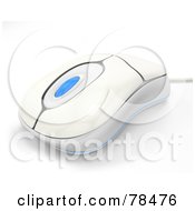 Royalty Free RF Clipart Illustration Of A 3d White And Blue Modern Wired Computer Mouse by Leo Blanchette