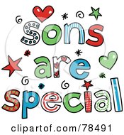 Royalty Free RF Clipart Illustration Of Colorful Sons Are Special Words