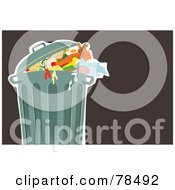 Royalty Free RF Clipart Illustration Of A Nasty Over Flowing Trash Can Over Brown