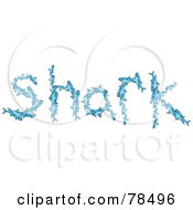 Poster, Art Print Of The Word Shark Formed With Blue Sharks